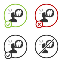 Black Protest icon isolated on white background. Meeting, protester, picket, speech, banner, protest placard, petition, leader, leaflet. Circle button. Vector.