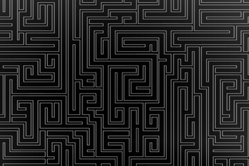 Digital abstract maze pattern texture. Labyrinth background close up. 3d technology illustration.