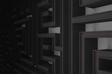 Digital abstract maze pattern texture. Labyrinth background close up. 3d technology illustration.