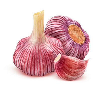 Red garlic isolated on white background