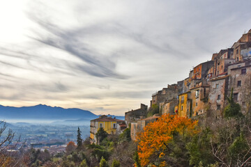 Fototapeta premium Panoramic view of Pietravairano, a village in the province of Caserta, Italy.