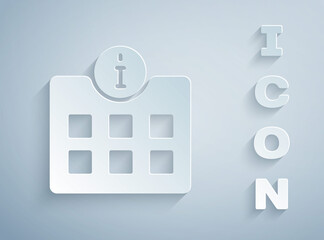 Paper cut Information icon isolated on grey background. Paper art style. Vector.