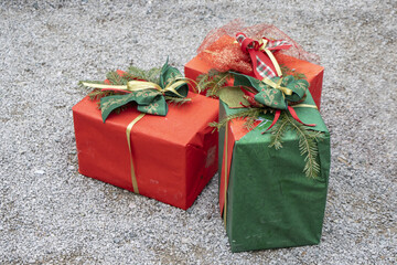 Christmas decorations with Christmas gift boxes