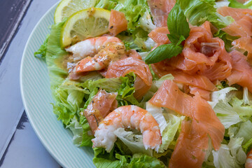 salmon and prawn salad