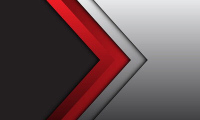 Abstract red arrow direction silver line shadow with dark grey blank space design modern futuristic background vector illustration.