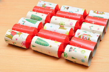 Fototapeta na wymiar Colorful christmas crackers