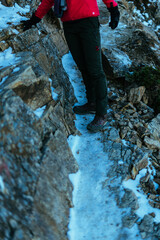 Obraz premium Freezing trail on mountain