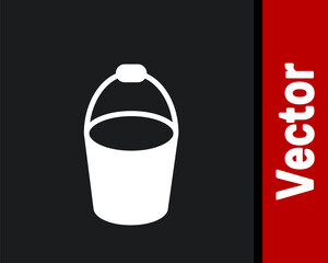 White Fire bucket icon isolated on black background. Metal bucket empty or with water for fire fighting. Vector.