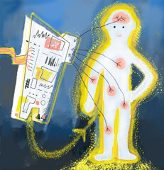 Body scanning for health care futuristic concept illustration - 400563196