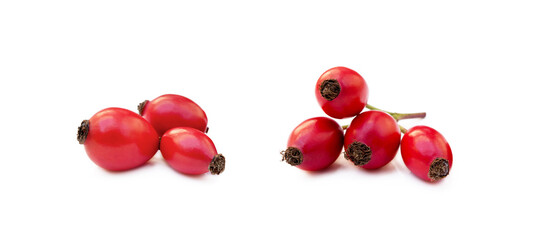Ripe rose hip isolated on white background