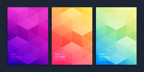 Geometric Gradient Background Collection With 3D Cubes