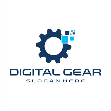 gear tech logo design template vector icon