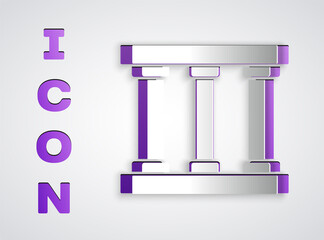 Paper cut Prison window icon isolated on grey background. Paper art style. Vector.