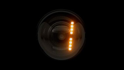 One. Digit 1. Nixie tube indicator digit. Gas discharge indicators and lamps. 3D. 3D Rendering
