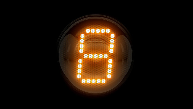 Eight. Digit 8. Nixie tube indicator digit. Gas discharge indicators and lamps. 3D. 3D Rendering - Powered by Adobe