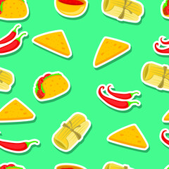 Mexican food seamless pattern background vector.