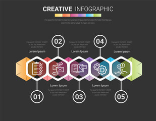 Infographic design template with numbers 5 option can be used for workflow layout, diagram, number step up options. 