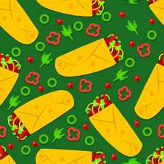 Mexican food seamless pattern background vector.