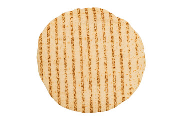 Grilled pitta bread isolated on white background.