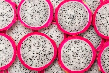 Sweet tasty dragon fruit or pitaya slices.