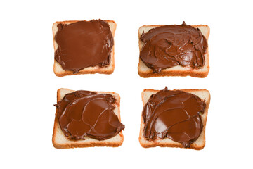 Сhocolate paste sandwich isolated on white background.