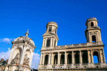 Fototapeta premium Eglise Saint-Sulpice cathedral in Paris . Roman Catholic Church in Paris 