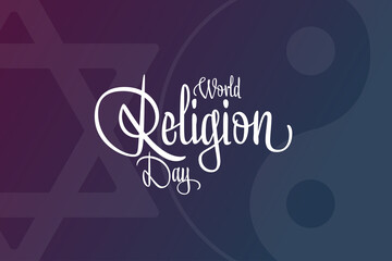 World Religion Day. The third Sunday in January. Holiday concept. Template for background, banner, card, poster with text inscription. Vector EPS10 illustration.