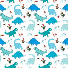 dinosaur frag animal bush leaf mountain blue color line black and white tee illustration art vector