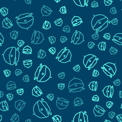 Green line Speedboat icon isolated seamless pattern on blue background. Vector Illustration.
