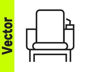 Black line Cinema chair icon isolated on white background. Vector Illustration.