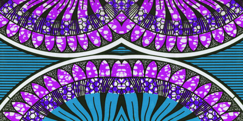 Textured African fabric, cotton, seamless, pink and turquoise colors, photo  