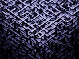 Blue abstract volumetric maze figure