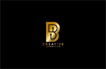 Initial Letter B Tech Style Golden Logo Design Template