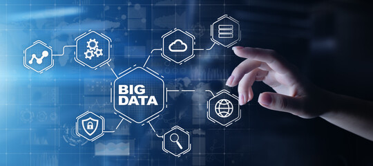 Big data analytics platform, business intelligence and modern technology concept on vitual screen.