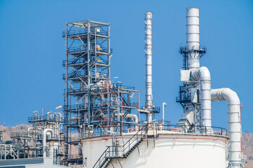 Industrial zone,The equipment of oil refining,Close-up of industrial pipelines of an oil-refinery plant,Detail of oil pipeline with valves in large oil refinery.