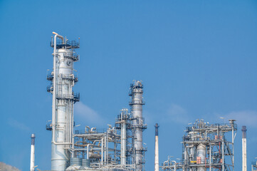 Industrial zone,The equipment of oil refining,Close-up of industrial pipelines of an oil-refinery plant,Detail of oil pipeline with valves in large oil refinery.