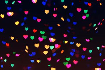 Bokeh hearts lights romantic background night 1