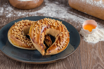 Turkish Ay coregi / Croissant with chocolate cocoa and raisin.