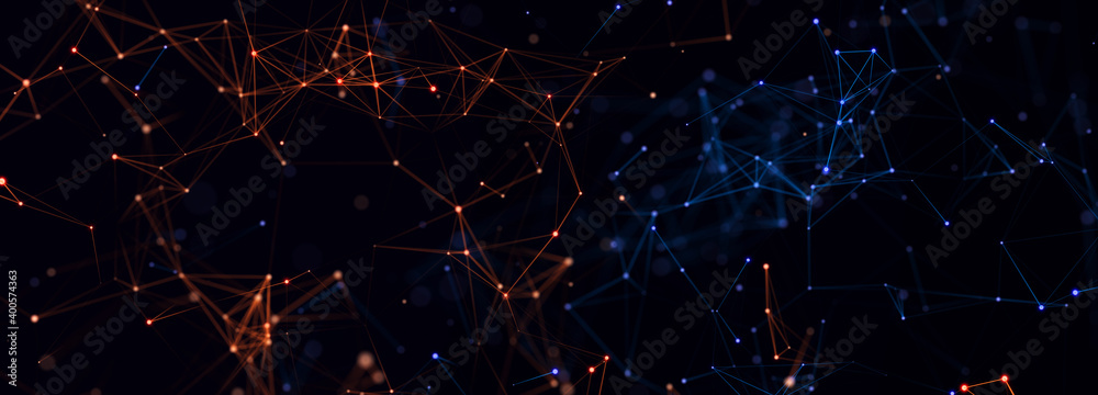 Aufkleber Technology background. Abstract digital combination dots and lines. Network connection structure. 3d Widescreen