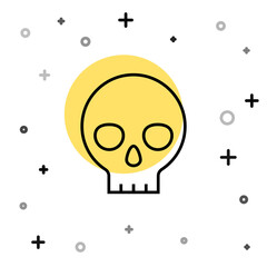 Black line Human skull icon isolated on white background. Random dynamic shapes. Vector.