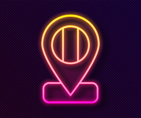 Glowing neon line Location flag Italy icon isolated on black background. Vector.