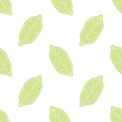 Seamless pattern in minimalistic style with lemon silhouettes. Light pastel tones food vitamin backdrop.