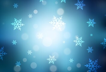 Light BLUE vector background in Xmas style.