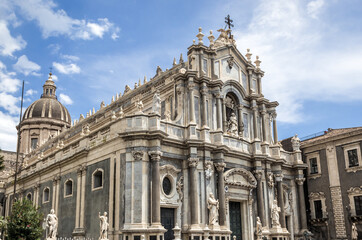 Exterior view of St Agatha Casthedral in Catania city on east coast of Sicily, Italy