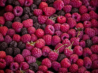 Fresh sweet berries raspberries background