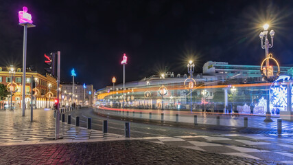 Illuminations de Nice à l'occasion des fêtes de fin d'année - obrazy, fototapety, plakaty