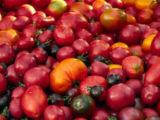 Background with ripe red tomatoes..