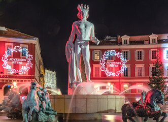 Illuminations de Nice à l'occasion des fêtes de fin d'année - obrazy, fototapety, plakaty