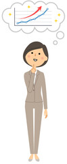 成長を想像するスーツの女性