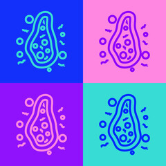 Pop art line Bacteria icon isolated on color background. Bacteria and germs, microorganism disease causing, cell cancer, microbe, virus, fungi. Vector.